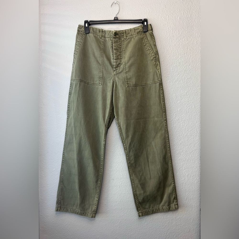J Crew Womens Jeans Size 14 Green Wide Leg High Rise Medium Wash Denim Utility